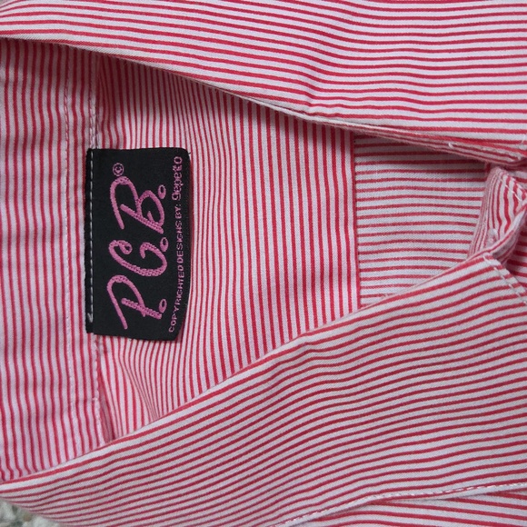 Women's Pink Striped Button Down Shirt with Star Embroidery - Picture 3 of 4